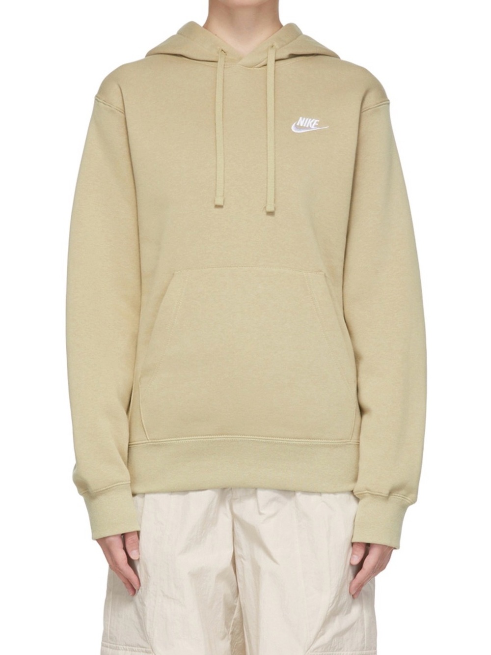 Nike Women’s Khaki Pullover Hoodie with White Logo